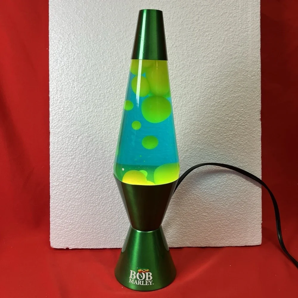 Lava Lite Lamp 2017 14.5" Bob Marley / Blue Liquid / Yellow Wax / 2124 /‎ Flaw - Picture 4 of 17